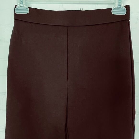 OGL Ponte High Rise Flared Pants Womens Size XS Brown Slimming Flat Front Pullon - Picture 3 of 13